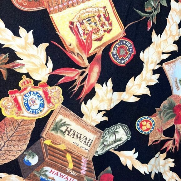 Kalaheo Hawaiian Shirt Mens Size XL Vintage Cigar Pattern Pullover Cotton Rayon - Picture 9 of 11